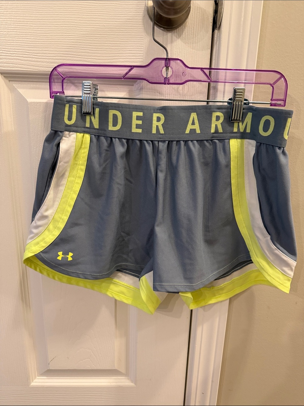 Under Armour Women's Grey with Neon Yellow Athletic Shorts